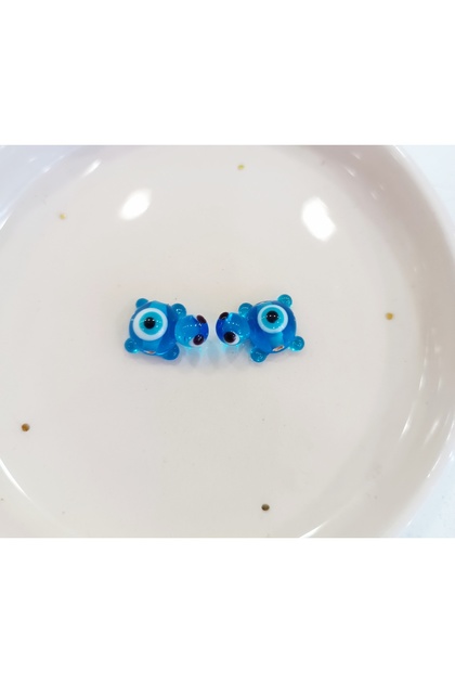 Handmade Murano Glass Evil Eye Beaded Turquoise Turtle Beads (2 Pieces)