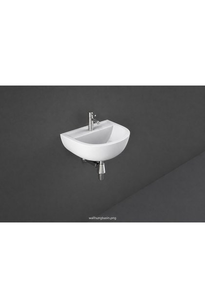 Ceramics RAK-COMPACT Wall Hung Wash Basins 1 Tap Hole, 38CM (380 x 300 mm)-White