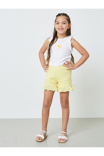 Girls Floral Detail Sleeveless Top and Shorts Set