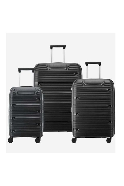 Dune Hardcase 4-Double Wheel Expandable Cabin and Check-In Luggage Trolley Set 3-Pieces - Black