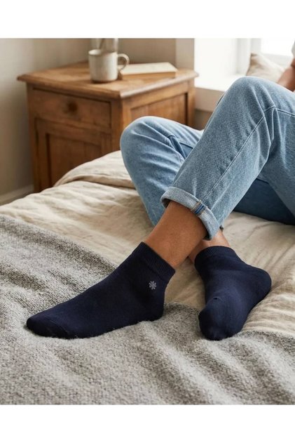 Men's Medium Bamboo Seamless Navy Blue 6-Piece Socks – Soft Textured, Breathable, Daily Use Socks