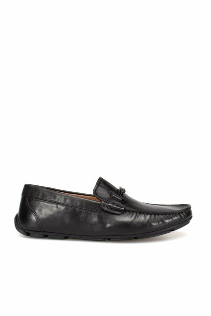 Siyah Hakiki Deri Tokalı Erkek Loafer