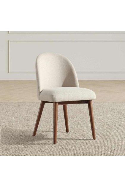 ORION DINING CHAIR FABRIC - BEIGE & WALNUT