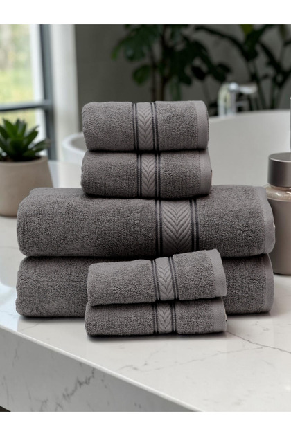 - 6 Pcs Towel Set, Amani Touch, 100% Cotton, 550 GSM, Sage Green, 2pcs Bath Towel 70cmx140cm, 2 Pcs Hand Towel 40cmx70cm, 2Pcs Face Towel 33cmx33cm, Ultra Soft and Absorbent
