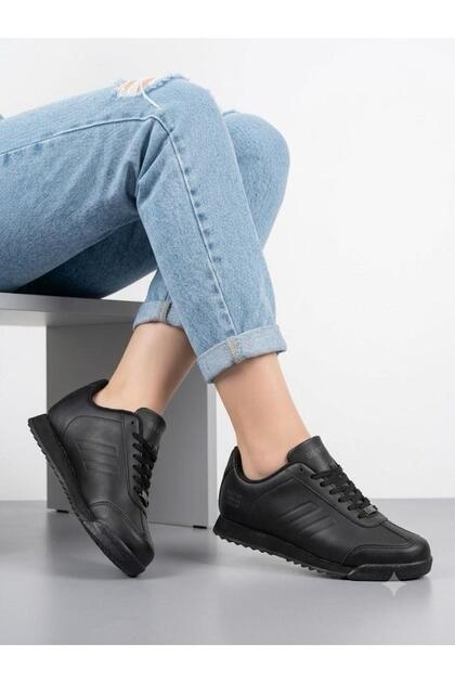 Women's Black Sneaker Daily Orthopedic Sole Walking Sports Shoes