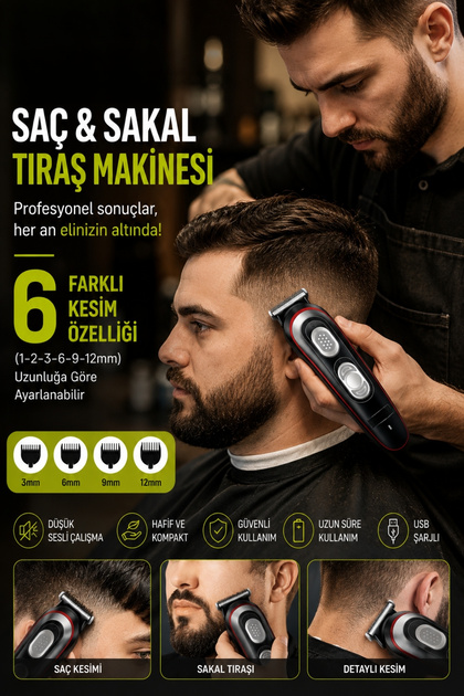 JASPER JPR-055 Saç Ve Sakal Tıraş Makinesi Profesyonellere Özel 6