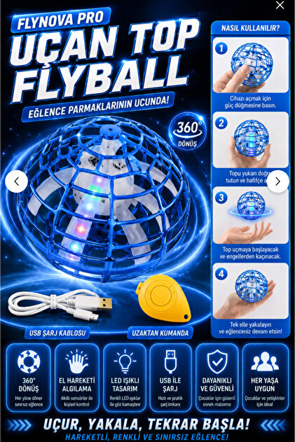 ［実物］SPEC OPS Wing Shooter indirimsevinci Flynova PRO Uçan Top Flyball LED Işıklı Sensörlü