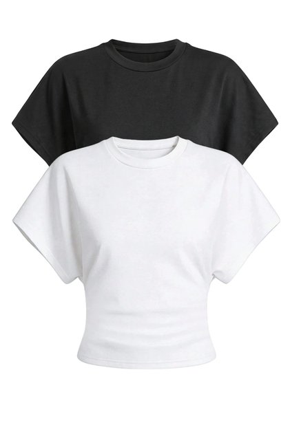 Women's Bat Sleeve Blouse Cotton 2-Piece Blouse