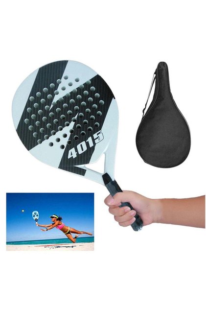White Lightweight Padel Racket with Composite Face, Wide Sweet Spot, Perforated Paddle, Non-Slip Grip, Wrist Strap and Protective Cover