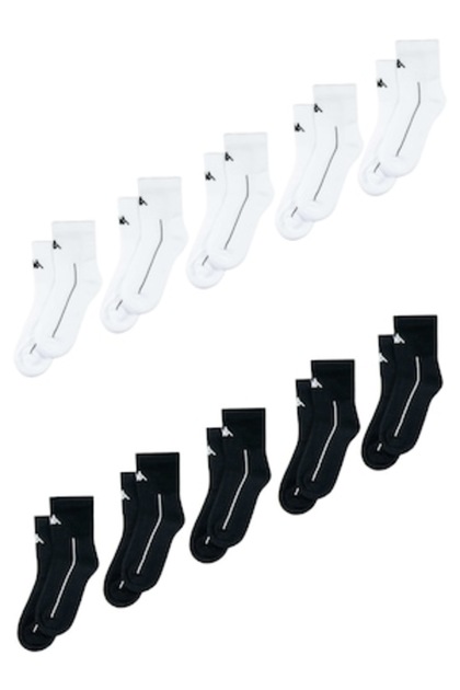 Set de 10 perechi de șosete medii, pufoase, pentru bărbați, Alb / Negru, 39-42