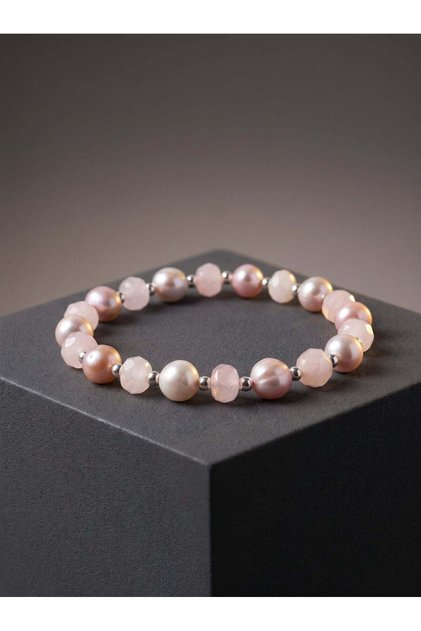 Pearl - Pink Quartz - Hematite Natural Stone Bracelet