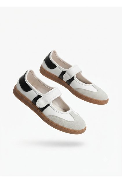 Menja Premium White Velcro Comfortable Sports Ballerinas