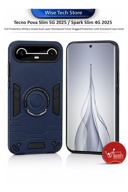 Tecno Pova Slim 5G 2025 / Spark Slim 4G 2025 Full Protective Military Grade Dual Layer Shockproof Cover Rugged Protection with Kickstand Case Cover