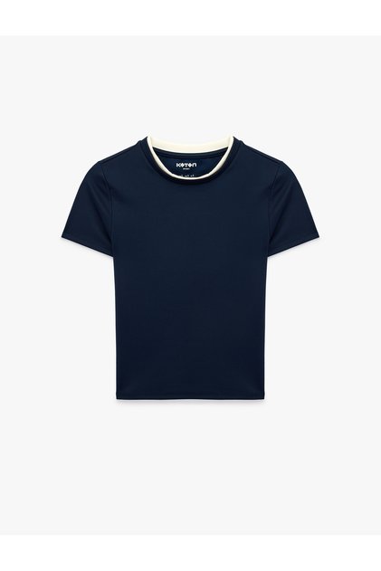 Slim Fit Ribbed Short Sleeve Crew Neck Sports T-Shirt