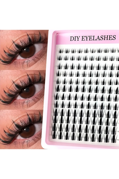 12p-Xiaoyet- Manga Eyelash Cluster Sharp 320pcs, 13mm Length Slim Korean Makeup Eyelash Cluster, Asi