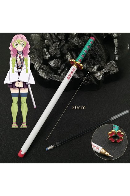 Bandai Kanroji Mitsuri 20cm Demon Slayer Signature Pen Shinobu Metal Real Size Katana Ballpoint Pen