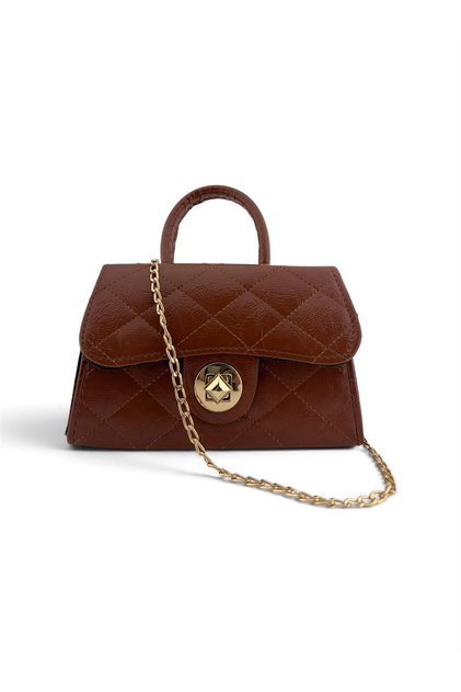 Shiny Quilted Mini Bag – Lining Detail – Women's Hand and Shoulder Bag with Chain Strap (19X12 cm)