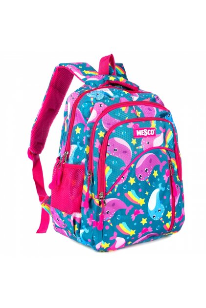 Rucsac școlar mediu 4 compartimente 38 x 25 x 15 cm Balene Unicorn