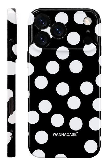 iPhone 17 Pro Black Polka Dot Essential Slim Full Coverage Glossy Print Camera Protected Hard Phone Case