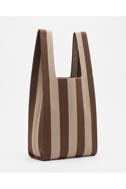 Women's Striped Rectangular Tote Knitwear Shoulder Bag