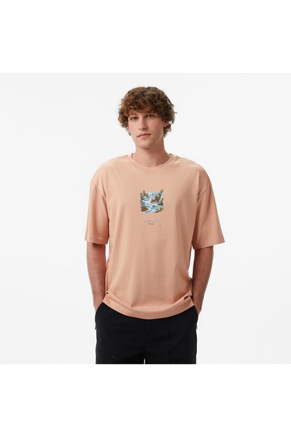 United4 Regular Fit Men's Beige T-Shirt