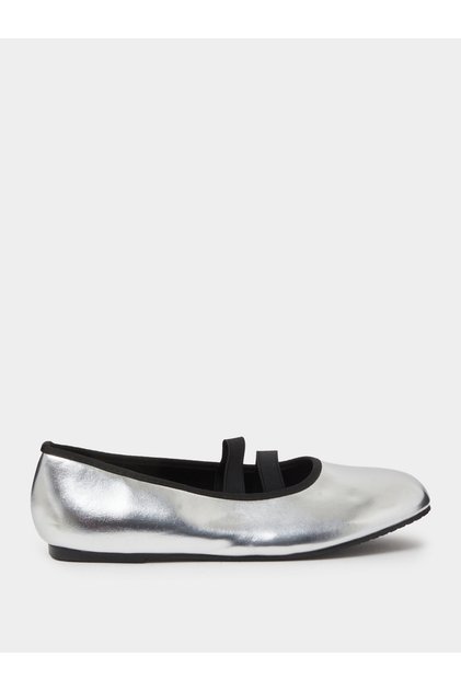 Silver Double Strap Mary Jane Ballerina