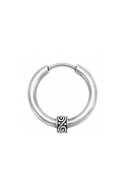 Unisex Silver Color Steel Authentic Ivy Patterned Knuckle Figured Hoop Earrings 1 Piece