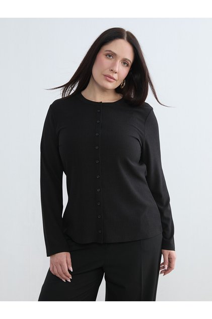 Alita City Farkıyla Soulife Black Combed Cotton Plain Women's Cardigan