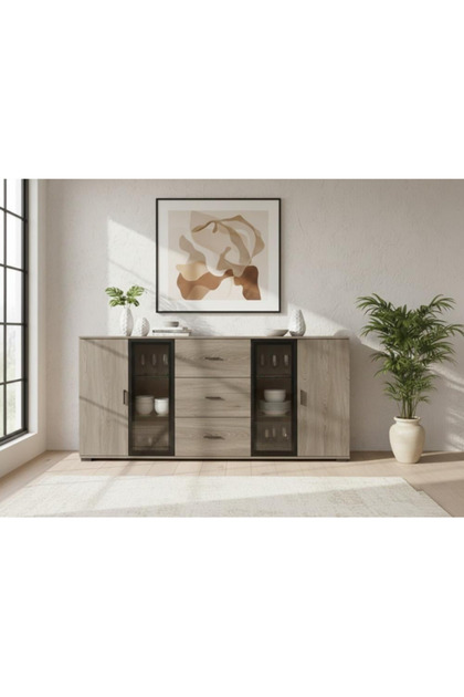 Modern wooden buffet with a contemporary design