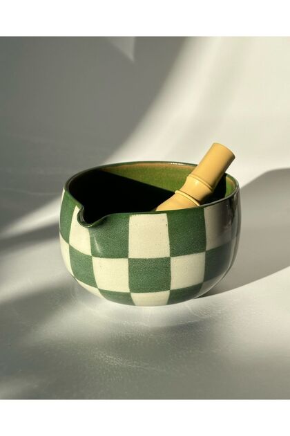 Matcha Single Bowl - Checkered Green