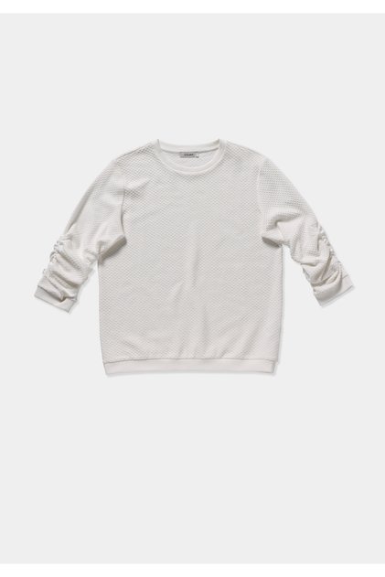 Regular Fit Round Neck Plain Women's White ¾ Sleeve T-Shirt