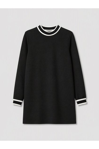 Siyah Şerit Detaylı Soft Touch Kadın Sweatshirt Tunik