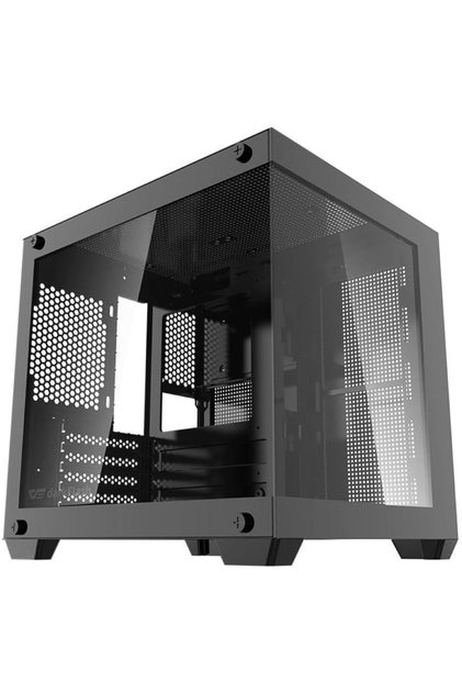 D275M M-ATX Gaming PC Case, 3x ARGB Fans,270° Panoramic Glass,Supports 240mm Radiator, USB 3.0, Black