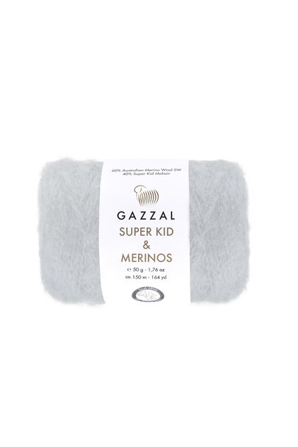 Gazzal Super Kid Merinos – Mohair and Merino Wool Blended Hand Knitting Yarn | 4 X 50 Gr (200 Gr) Package