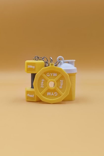 3-Piece Sportsman Keychain - Dumbbell, Weight Plate, and Shaker - Fitness Sports Gym Keychain Bag Ornament
