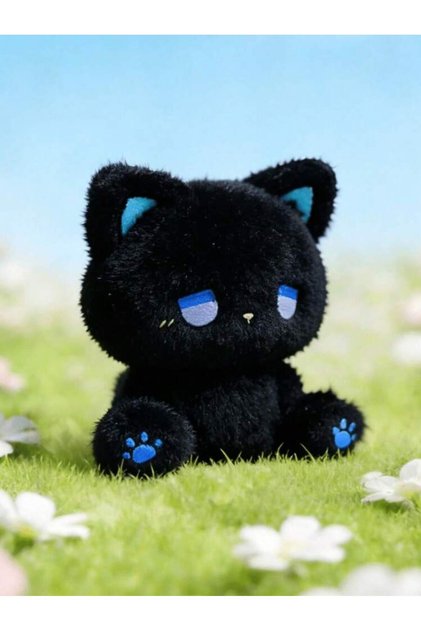 Cute Cat Emo Black Blue Eyed Soft 1St Quality Plush Toy Figurine Decorative Plush