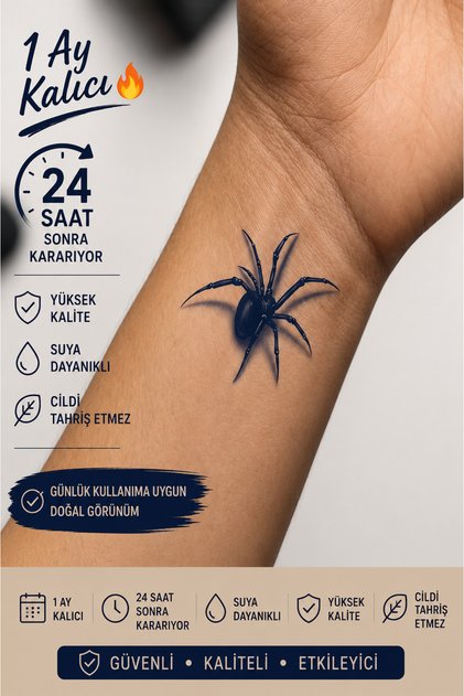 1 Aylık Geçici Minimal Örümcek Dövmesi
