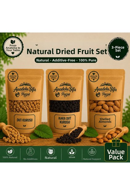 White Mulberry-Black Mulberry 100g X2-Shelled Almond 1000 Gr Natural and Without Additives