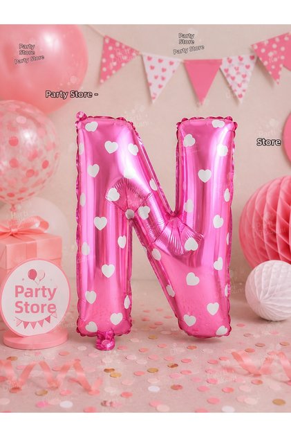 16 Inch 36 cm Polka Dot Pink N Letter Foil Balloon Birthday Name Lettering Party Decoration