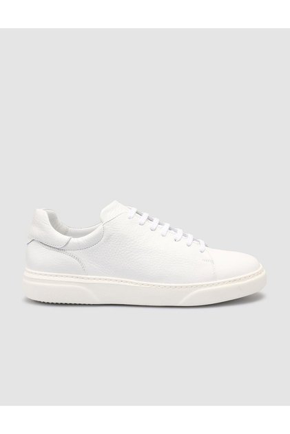 %100 Hakiki Deri Beyaz Erkek Sneaker