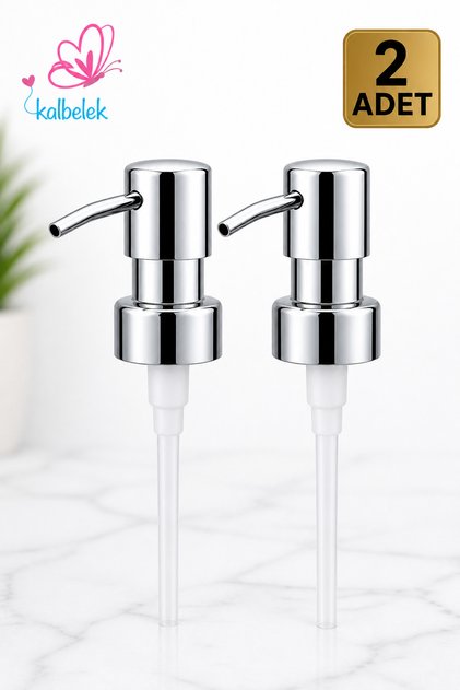 Yedek Sıvı Sabunluk Pompası Krom Kaplama Gümüş Renk -28 Mm Çap 2 Adet