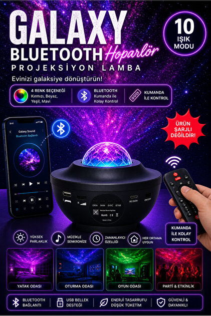 nextbuy Bluetooth Hoparlör Parti Led Gece Lambası Yıldızlı