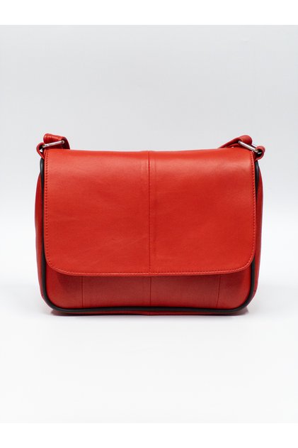 Genuine Leather, Medium Size, Red, Cross Strap, Women's Shoulder Bag 25*21*8