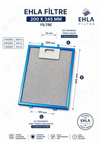 Bosch Dwk065g60t Davlumbaz Yağ Filtresi 20x34,5 Aspiratör Filtre