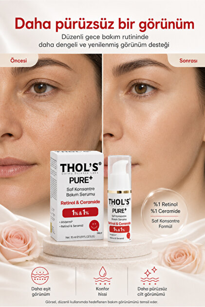 THOLS PURE+ RETİNOL 1% + CERAMİDE 1% - (TB66) BAKIM SERUMU - 15 ML