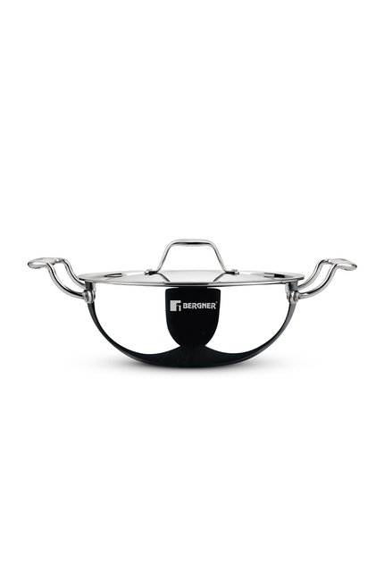 Argent 26cm 4.5L Tri-Ply Stainless Steel Deep Stir-Fry Pan Lid Healthy Cooking Induction Gas