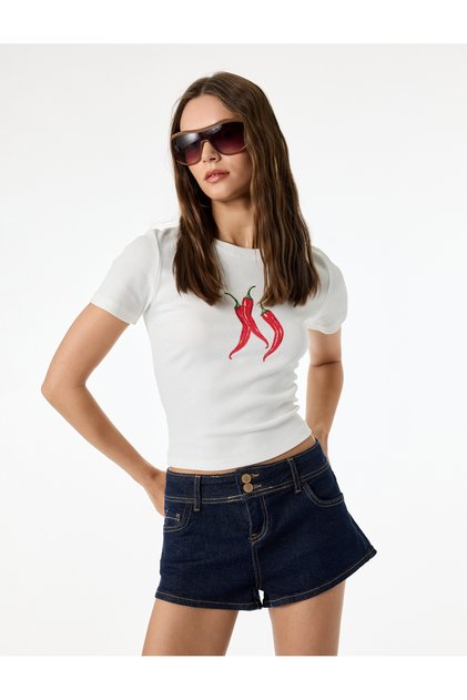 Cotton Slim Fit Short Sleeve Crew Neck Printed T-Shirt