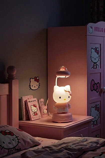 Küp Atölye Hello Kitty Şarjlı Masaüstü Gece Lambası Çocuk Odası