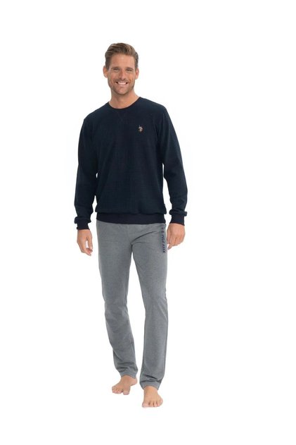 Us Polo Assn. Men's Long Sleeve Round Neck Comfortable Home Wear Tracksuit Set