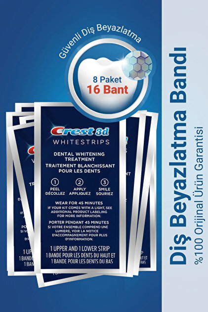 Whitestrips Dental Whitening Diş Beyazlatma Bantları 8 Paket (16 Bant)
